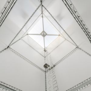 Interior of emergency exit totem